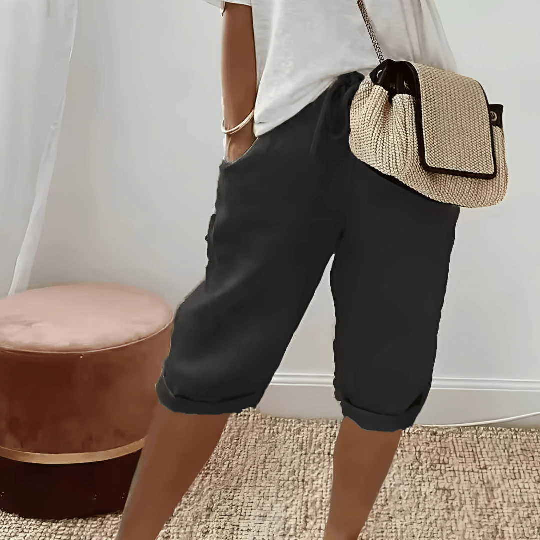 Women’s Cotton Linen Harem KneeLength Shorts