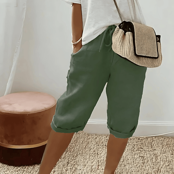 Women’s Cotton Linen Harem KneeLength Shorts