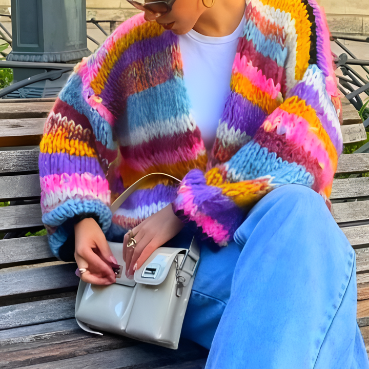 Women’s Striped Open Front Cardigan