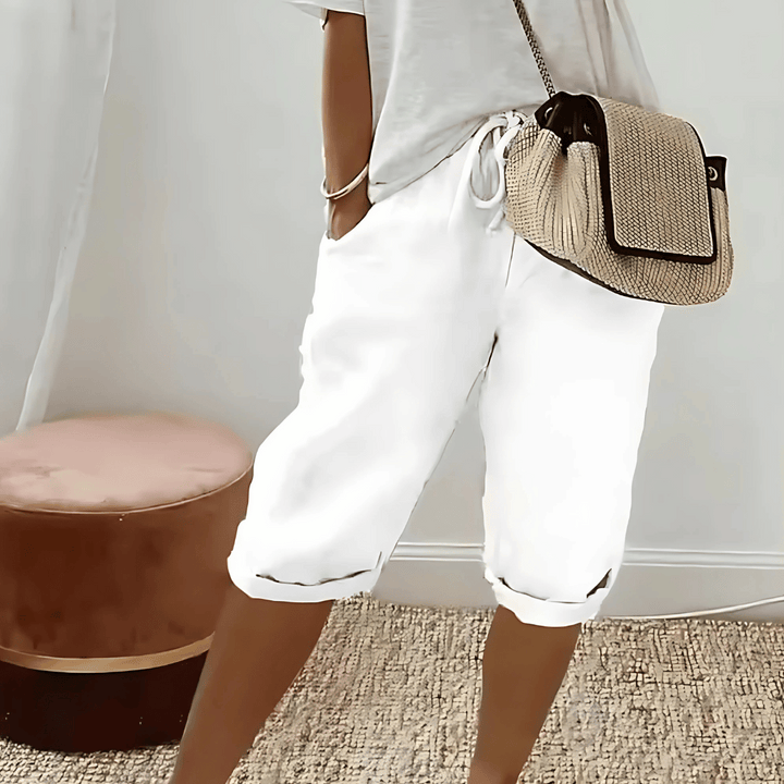 Women’s Cotton Linen Harem KneeLength Shorts