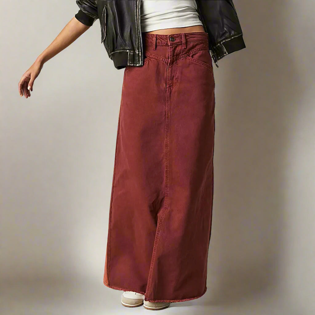 High Waist Straight Fit Denim Skirt