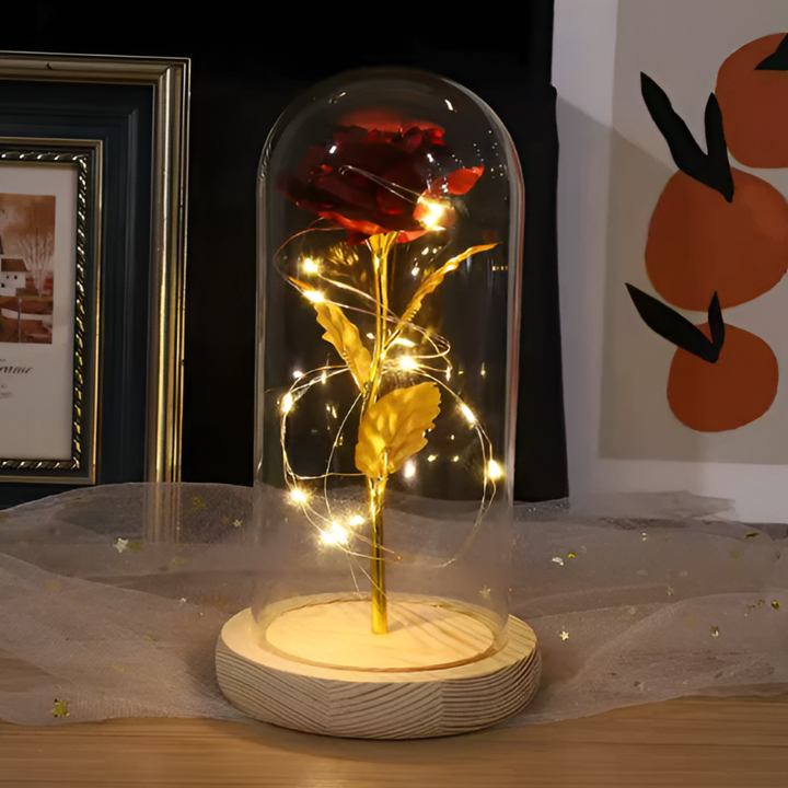 Eternal Rose with Led Light in Glass Dome