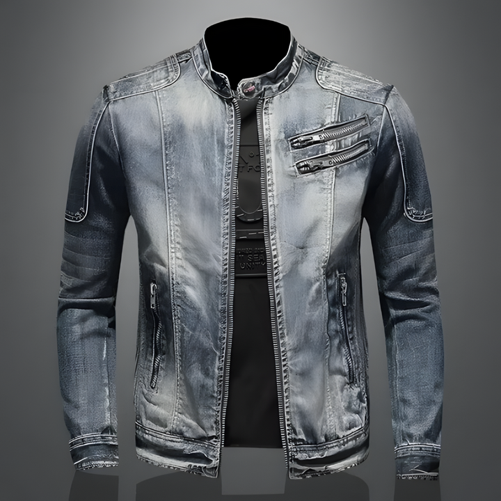 Retro Jeans Jacket for Men – Classic Biker Style with Urban Edge