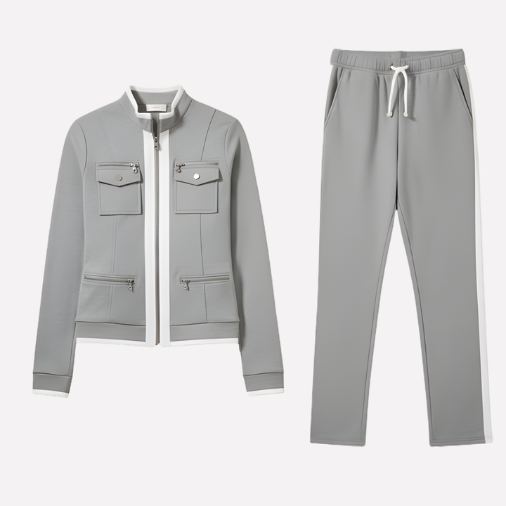 Women’s Zip Jacket & Pant Set – Contrast Trim Style