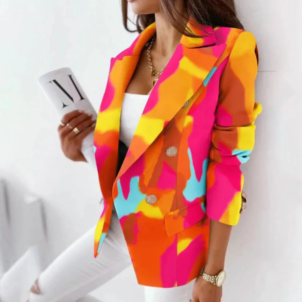 Women's Blazer with Turndown Collar – Stylish and Versatile