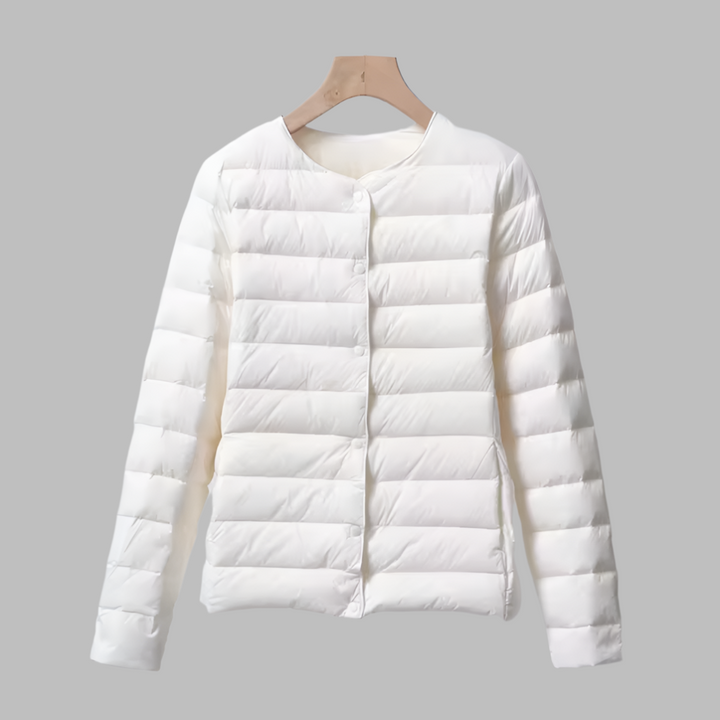 Collarless Portable Puffer for Spring and Winter