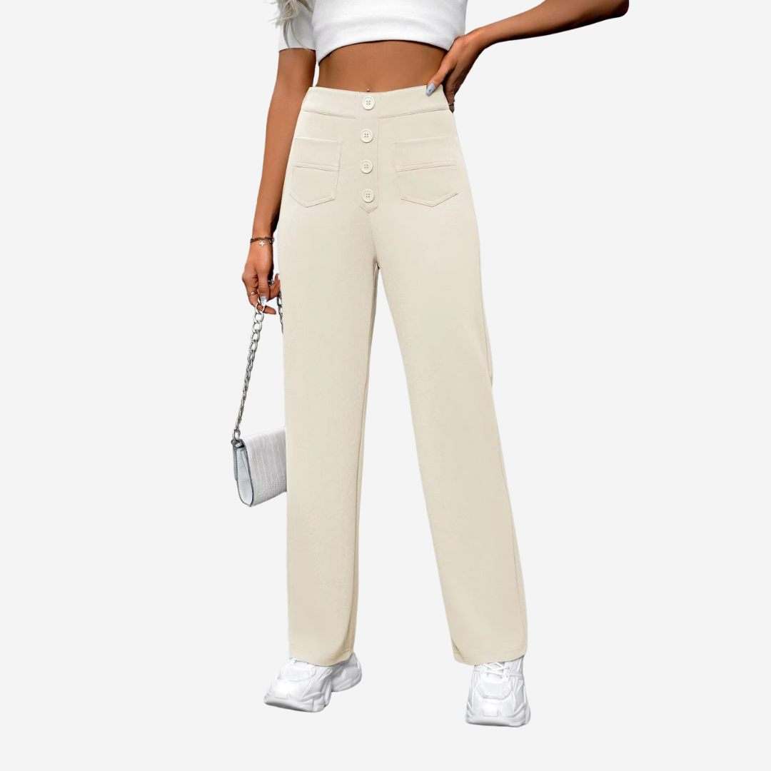 Casual Straight Pants with High Waist