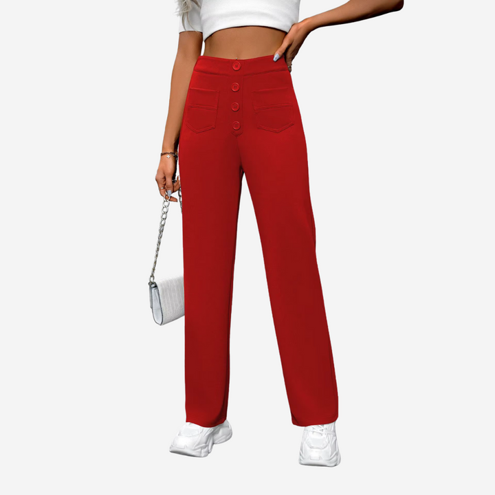 Casual Straight Pants with High Waist