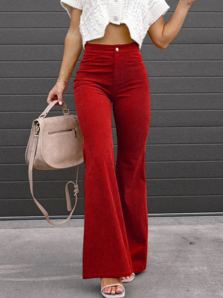 Trendy Corduroy Flare Pants for Women