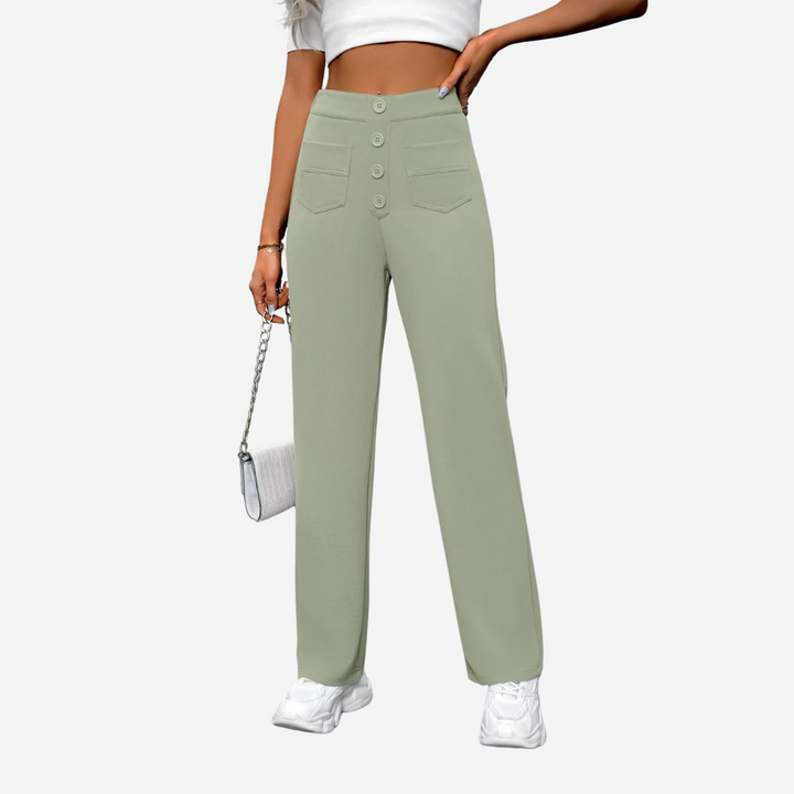 Casual Straight Pants with High Waist