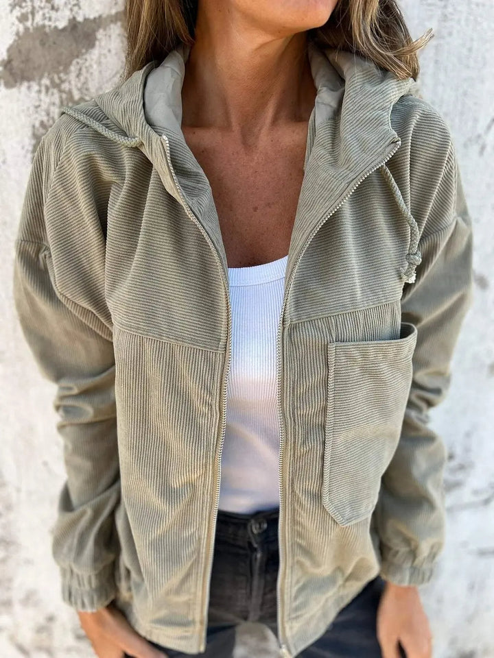 Casual Corduroy Jacket with Hood
