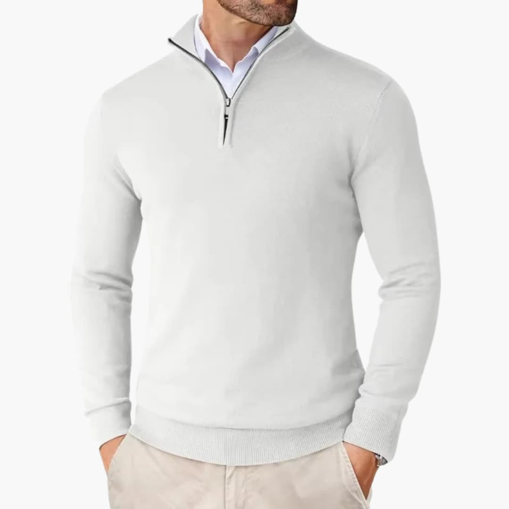 Men’s Pullover with Quarter Zip and Ribbed Hem