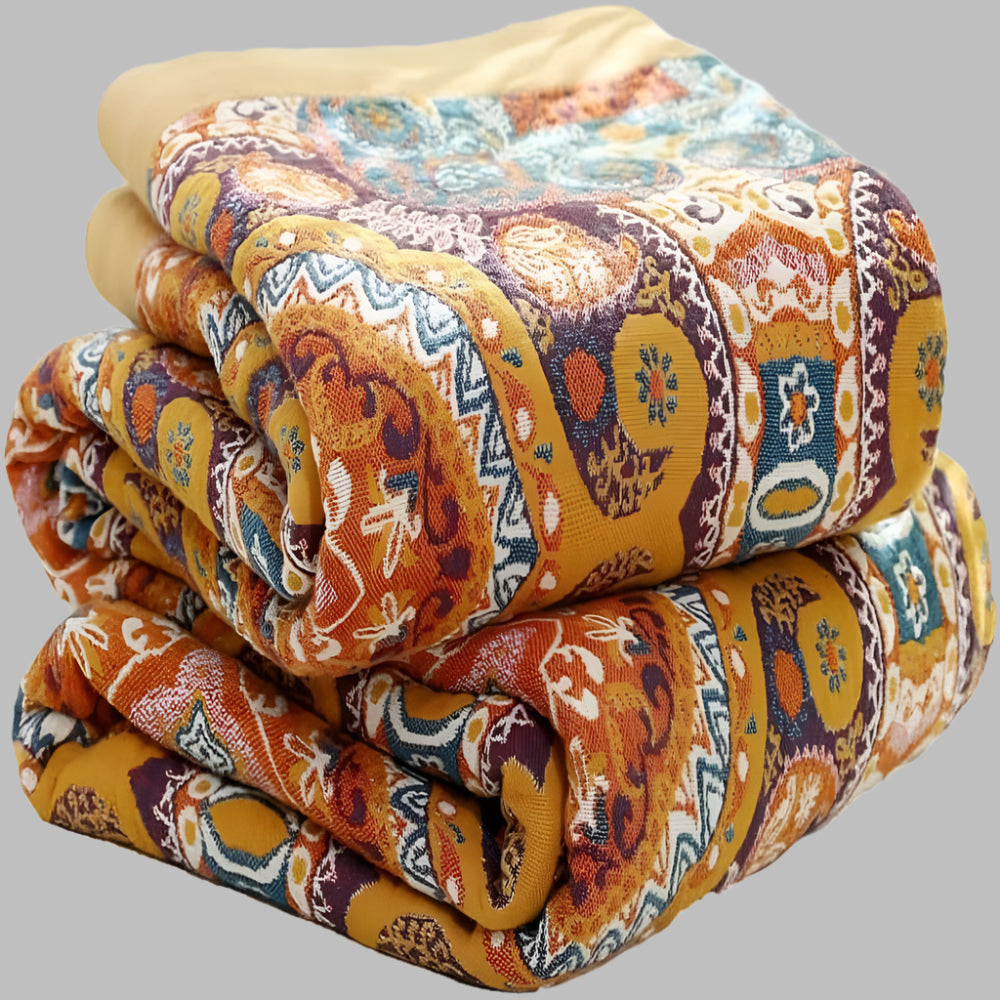 Sunrise Boho Reversible Blanket – Artistic Warmth with Dual-Sided Design