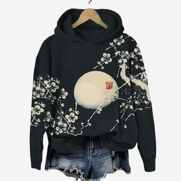Casual Hoodie with Koi Art Print for Women