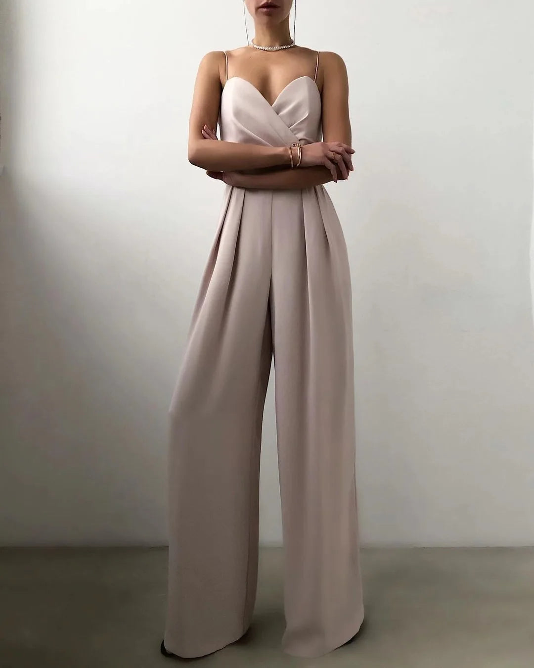 Sleeveless Jumpsuit with High Waist and Wide Legs
