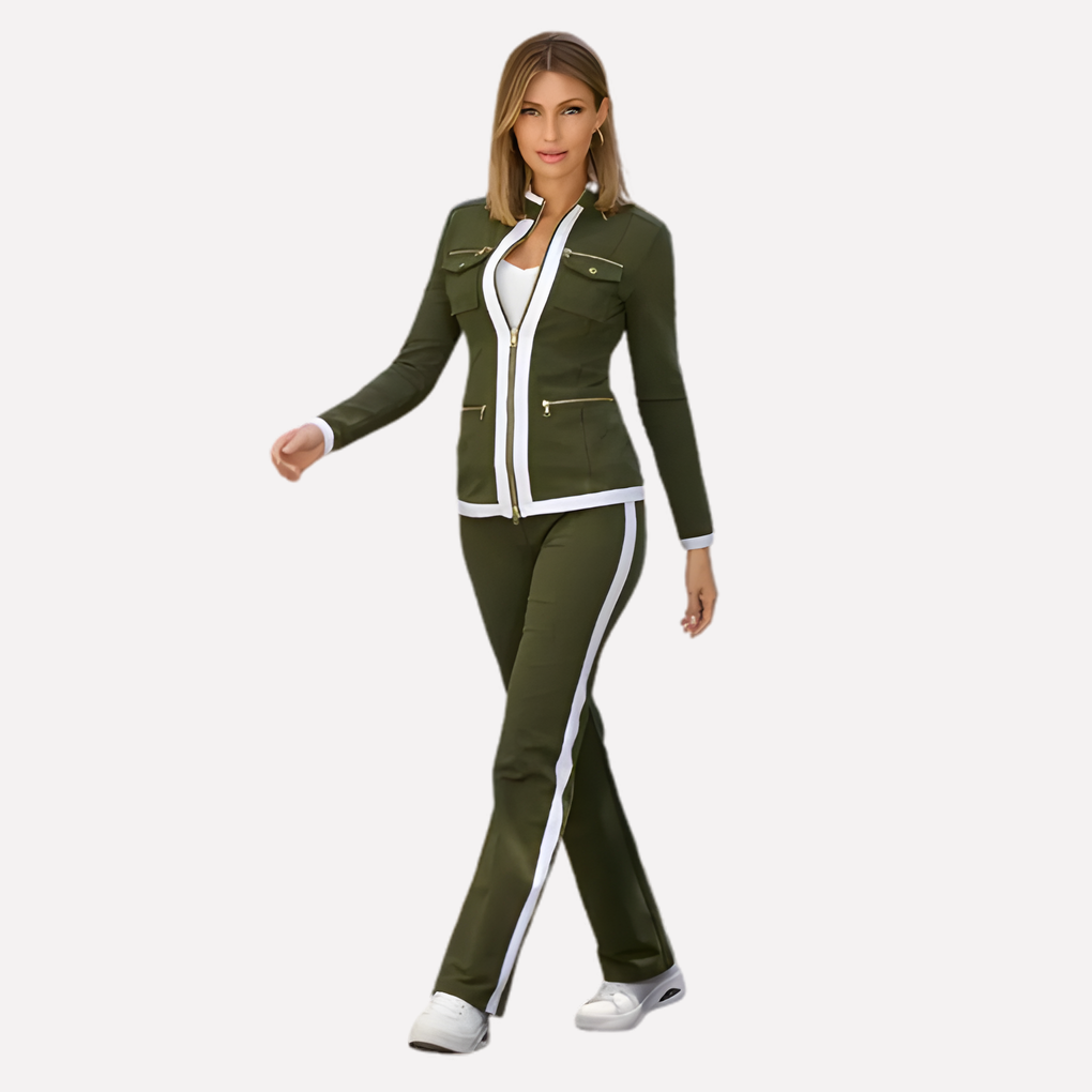 Women’s Zip Jacket & Pant Set – Contrast Trim Style