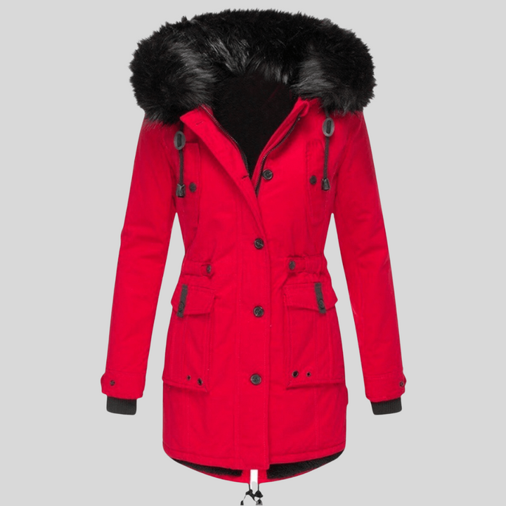 Women’s Winter Hooded Coat – Functional Layer with Pockets