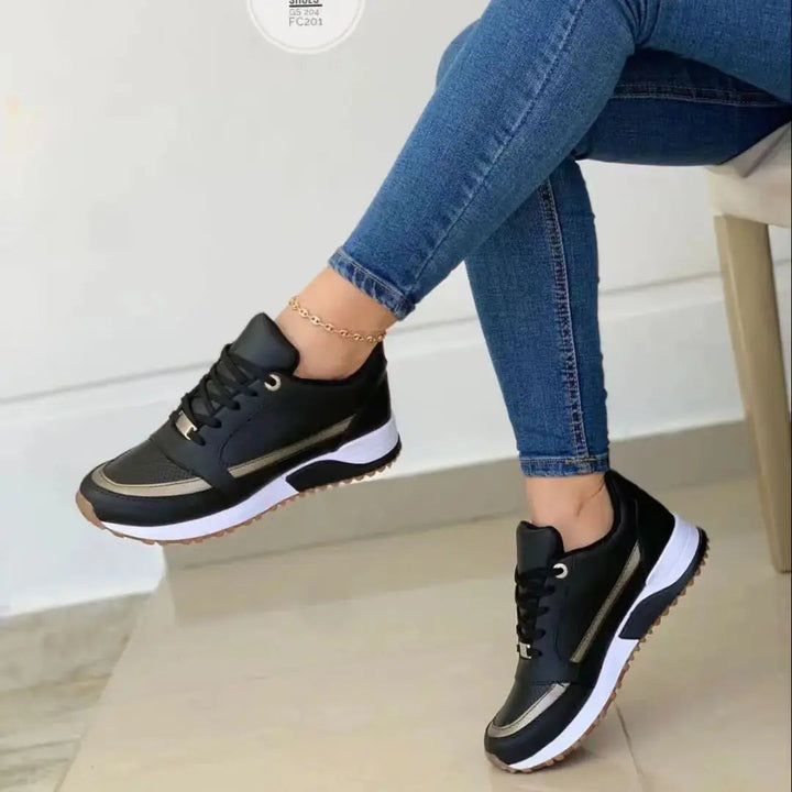 Women's Mesh &amp; Leather Patchwork Sneakers
