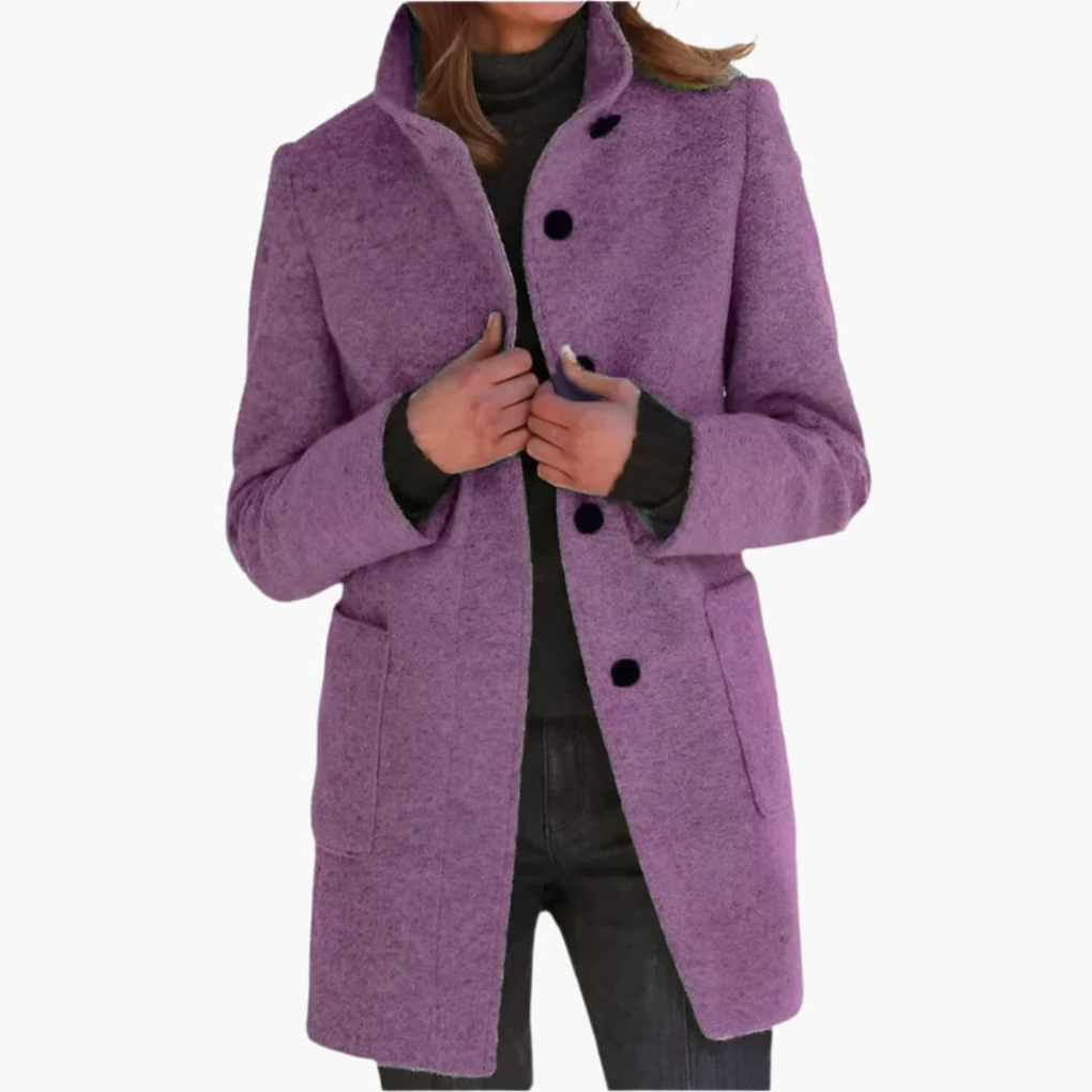 Women’s Coat with Stand Collar and Pockets