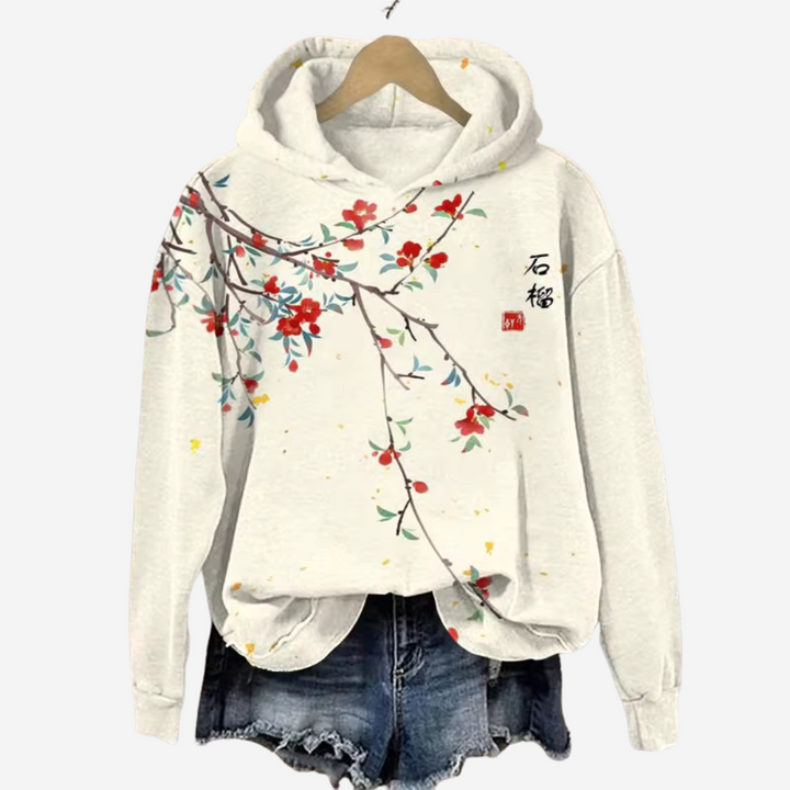 Casual Hoodie with Koi Art Print for Women
