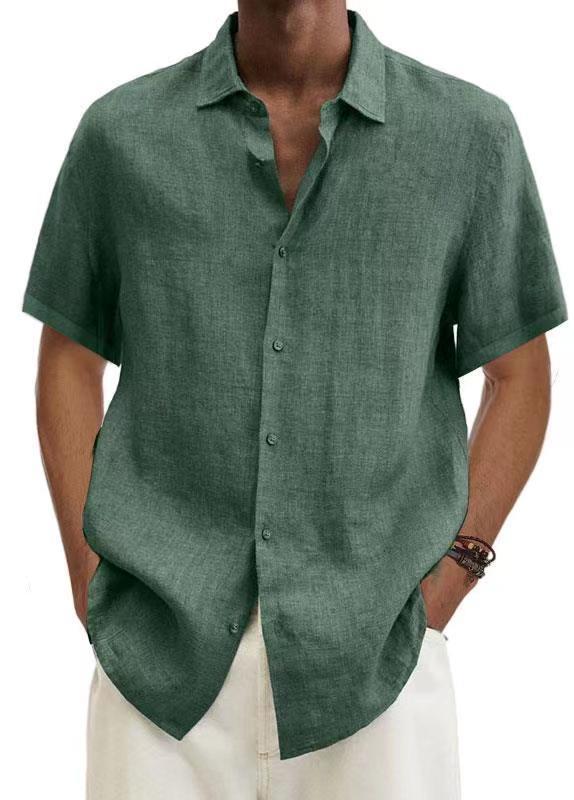 Men’s Cotton-Linen Short-Sleeved Shirt – Refined Style for Any Occasion