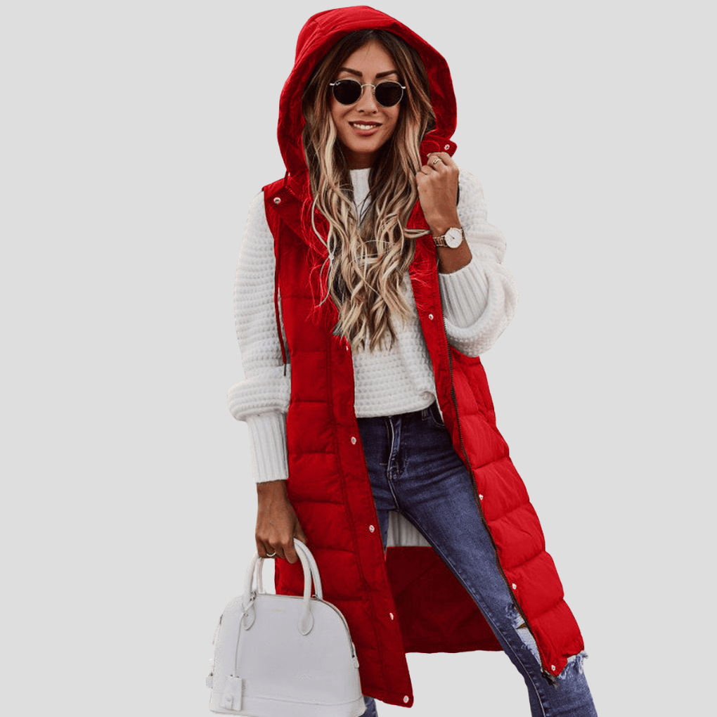 Women’s Long Hooded Bodywarmer