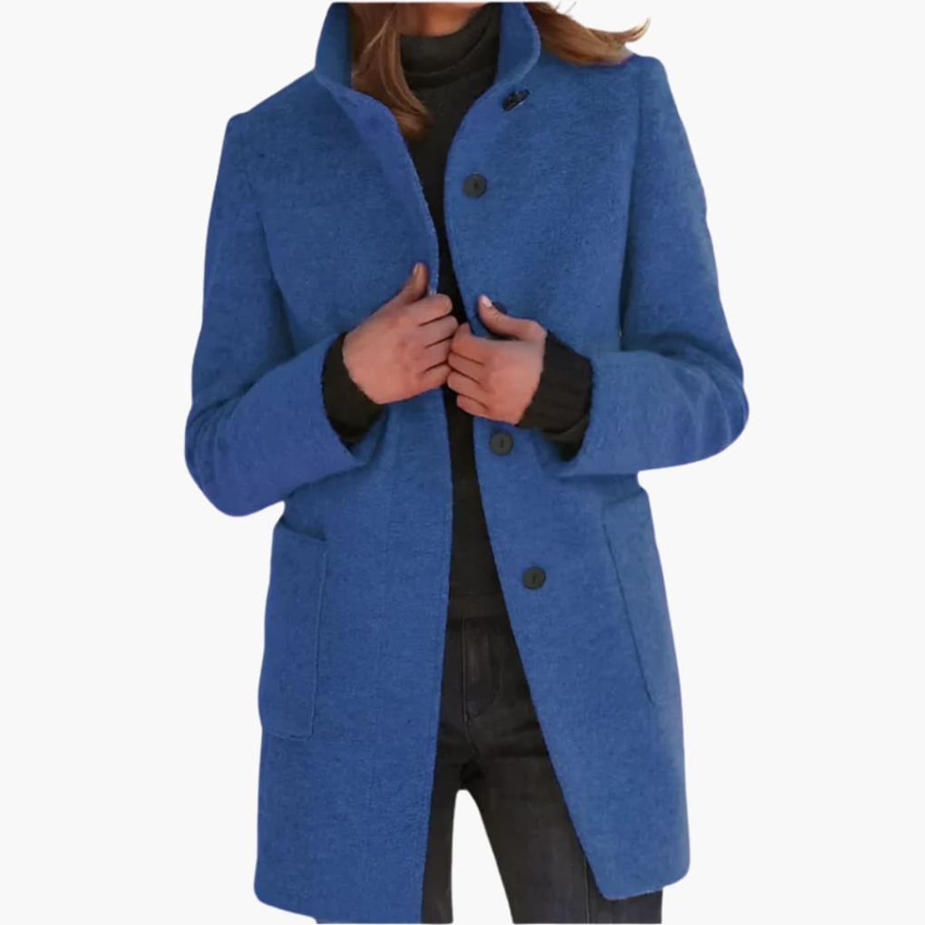 Women’s Coat with Stand Collar and Pockets