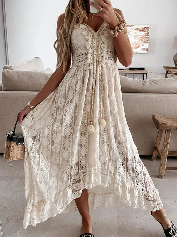Boho-Chic Lace Maxi Dress – Effortless Summer Elegance