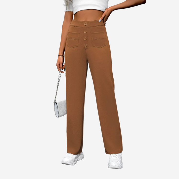 Casual Straight Pants with High Waist
