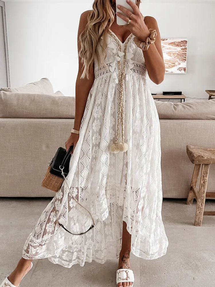 Boho-Chic Lace Maxi Dress – Effortless Summer Elegance