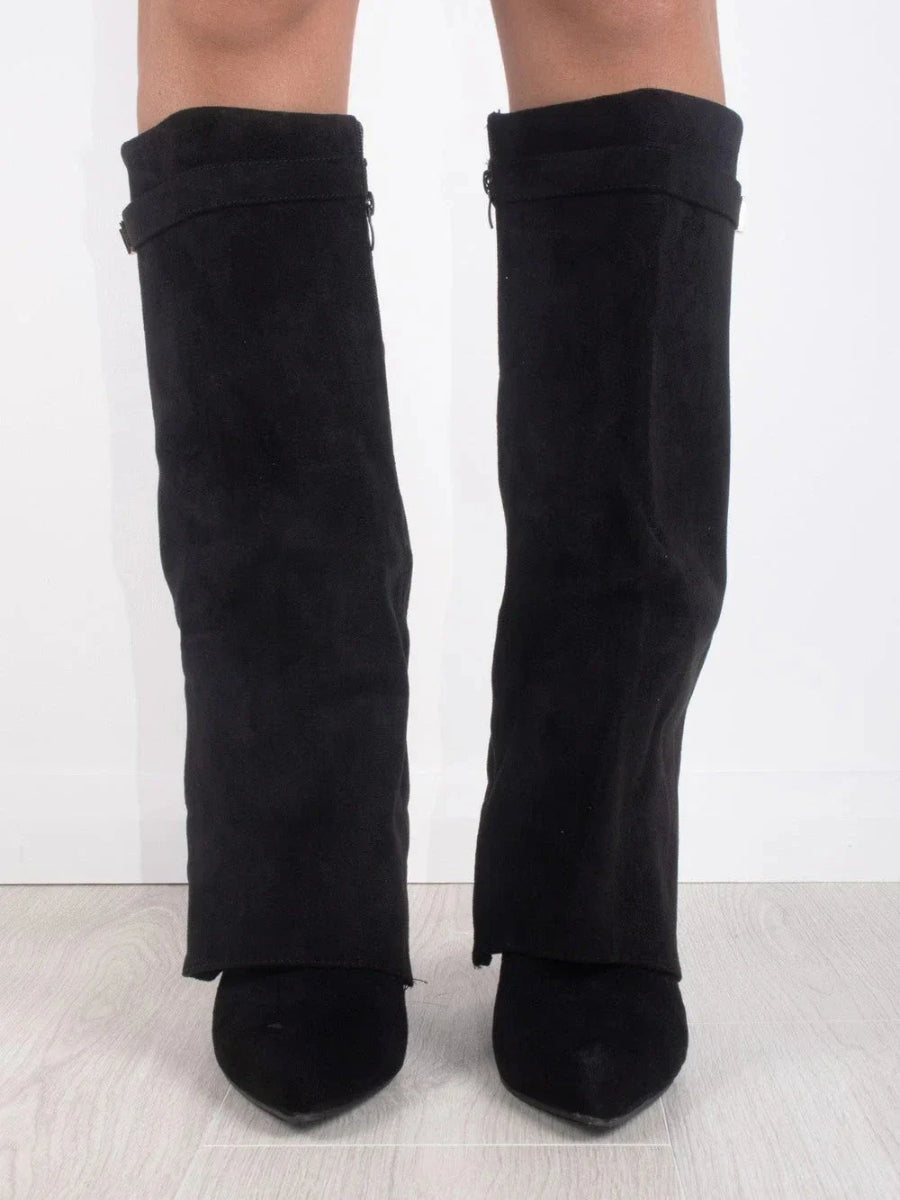 Knee-High Suede Boots with Heel