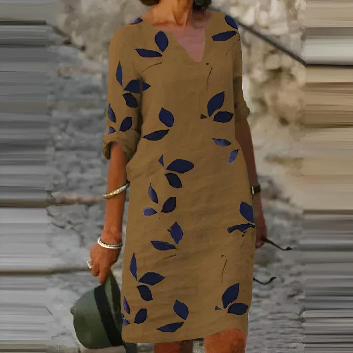 Women's Leaf Print Summer Dress | Effortless Elegance