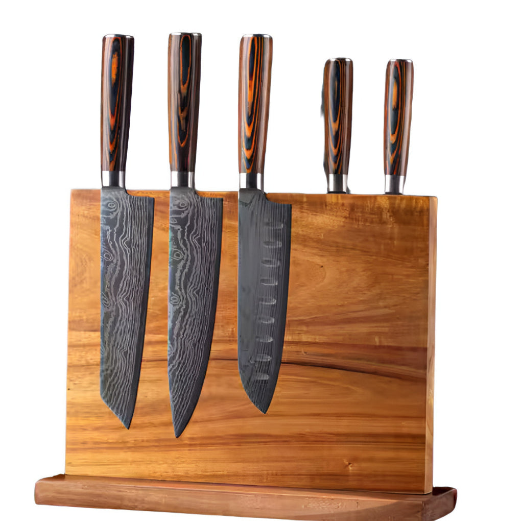 Efficient Kitchen Storage Magnetic Wood Knife Block