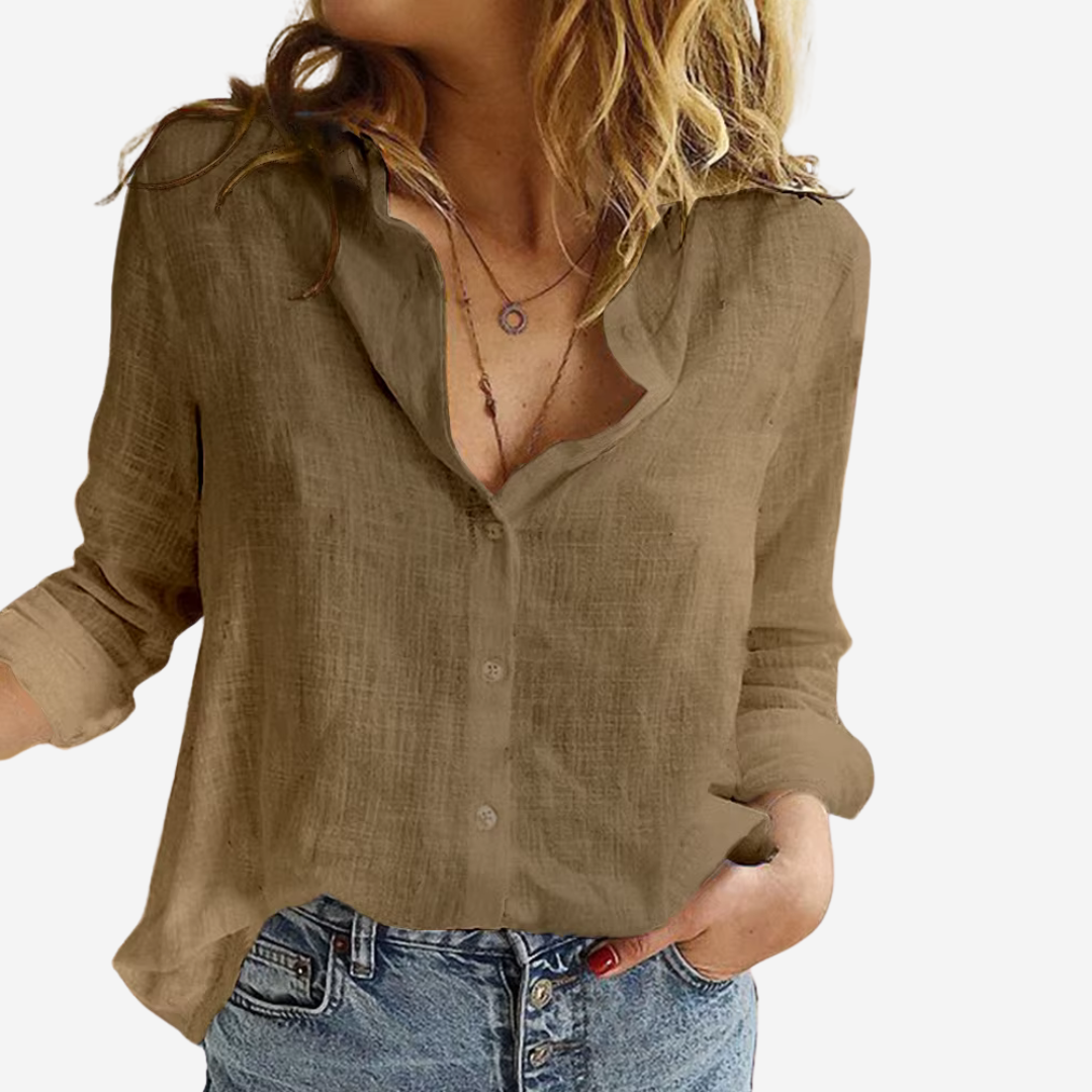 JacobNora AUS – Women's Blouse Made of Linen Blend