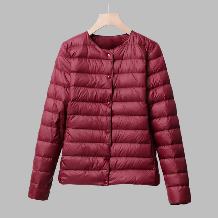 Collarless Portable Puffer for Spring and Winter