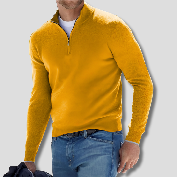Men’s Cotton Knit Pullover with Zipper Collar