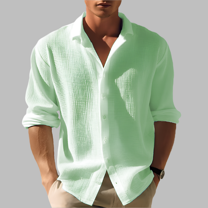 Lightweight Men’s Solid Color Cotton Linen Shirt
