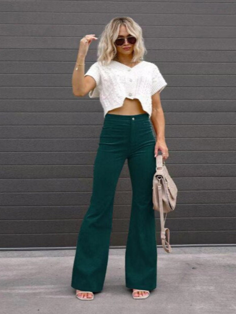 Trendy Corduroy Flare Pants for Women