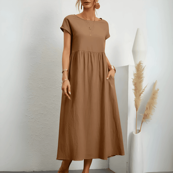Women’s Vintage Cotton Linen Maxi Dress