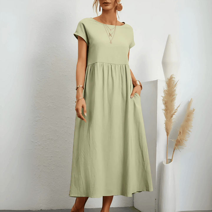 Women’s Vintage Cotton Linen Maxi Dress