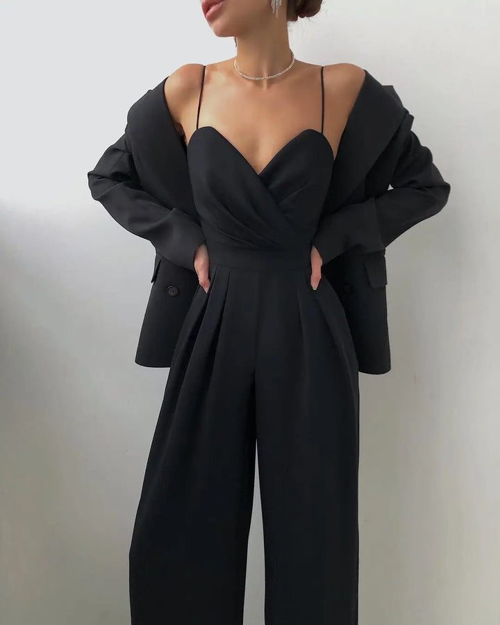 Sleeveless Jumpsuit with High Waist and Wide Legs