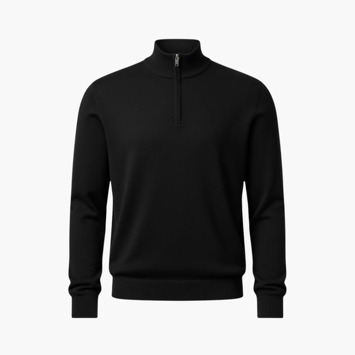 Men’s Pullover with Quarter Zip and Ribbed Hem