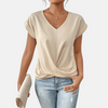 Women’s V-Neck Blouse with Draped Hem