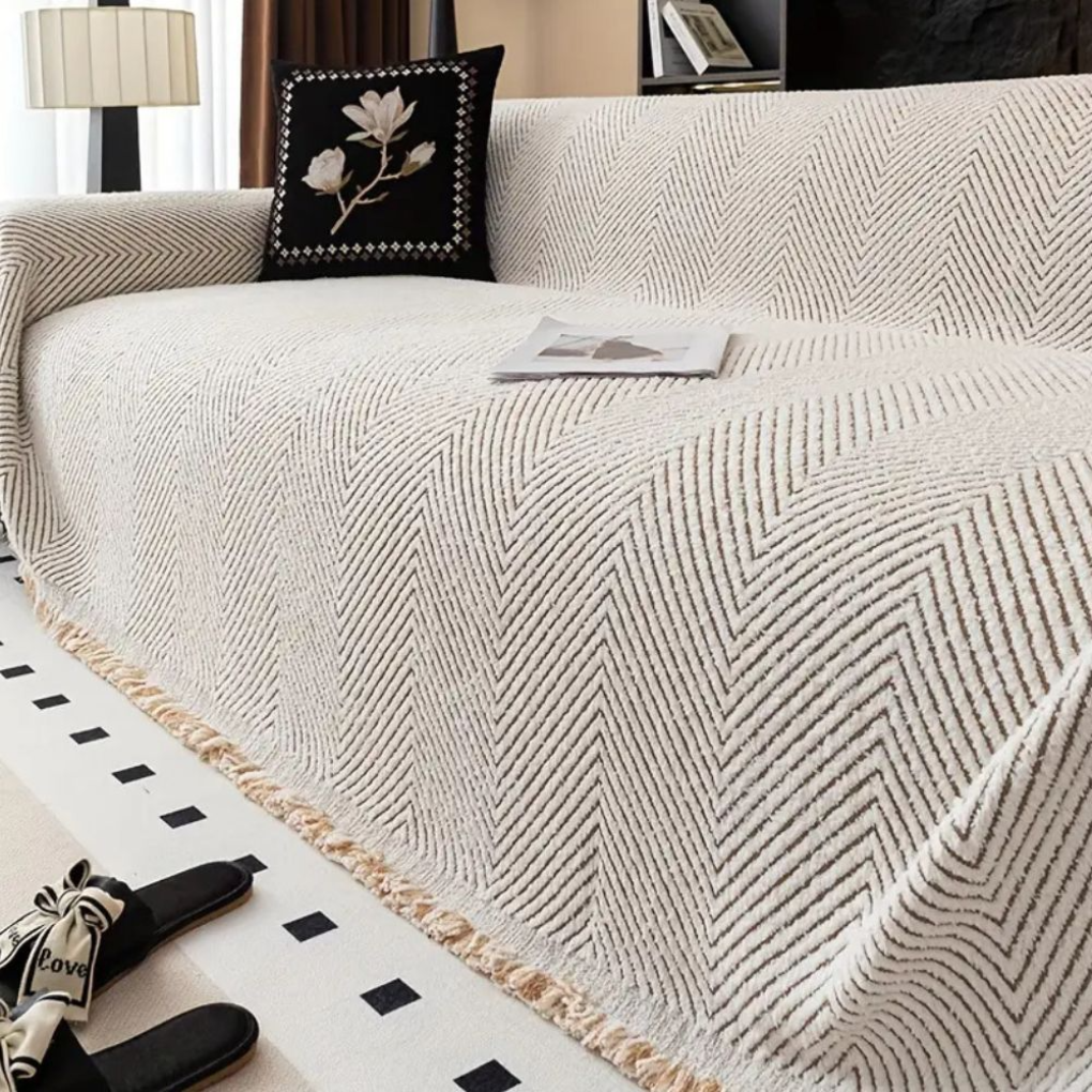 Reversible Herringbone Couch Cover
