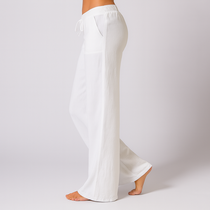 Linen Blend Loose Fit Casual Trousers