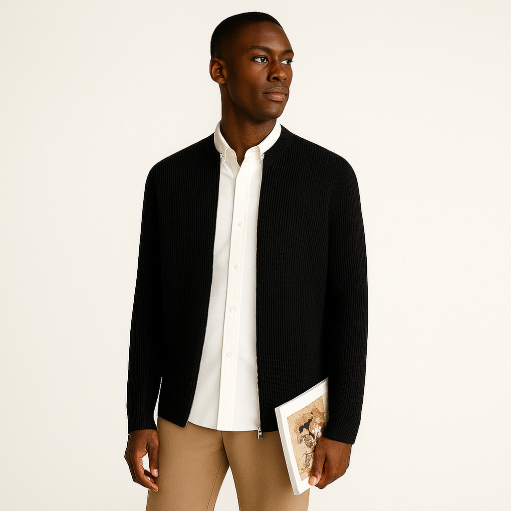 Mens Casual Zipper Knit Cardigan