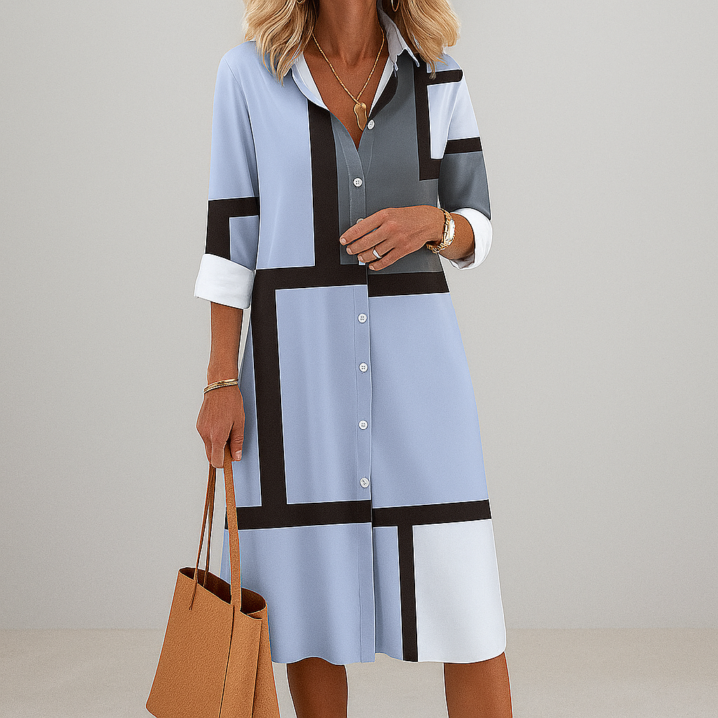 Women’s Geometric Pattern Shirt Dress