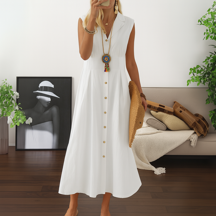 Flowy A Line Button Down Maxi Dress