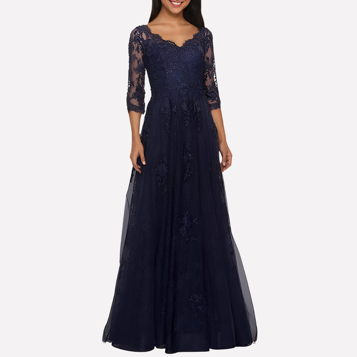 Elegant A-Line Dress with Classic Round Neck