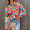 Women’s Floral Print Button-Front Long-Sleeve Shirt